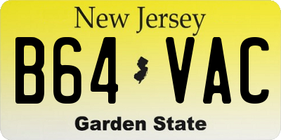 NJ license plate B64VAC