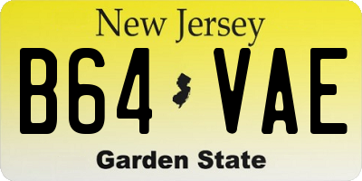 NJ license plate B64VAE