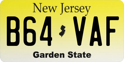 NJ license plate B64VAF