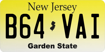 NJ license plate B64VAI
