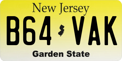 NJ license plate B64VAK