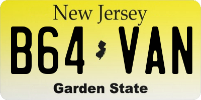 NJ license plate B64VAN