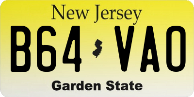 NJ license plate B64VAO