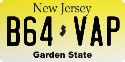 NJ license plate B64VAP