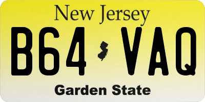NJ license plate B64VAQ