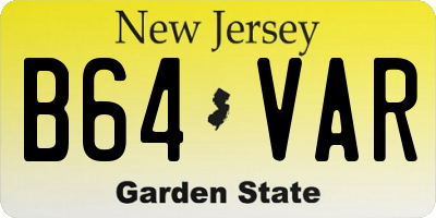 NJ license plate B64VAR