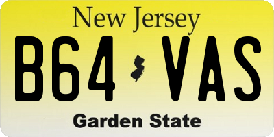 NJ license plate B64VAS