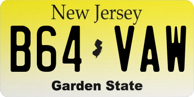 NJ license plate B64VAW