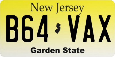 NJ license plate B64VAX
