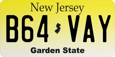 NJ license plate B64VAY