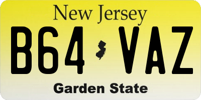 NJ license plate B64VAZ