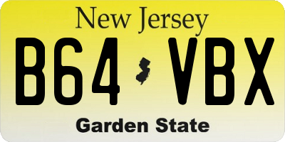 NJ license plate B64VBX