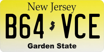 NJ license plate B64VCE