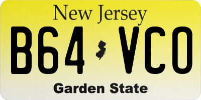 NJ license plate B64VCO