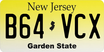 NJ license plate B64VCX