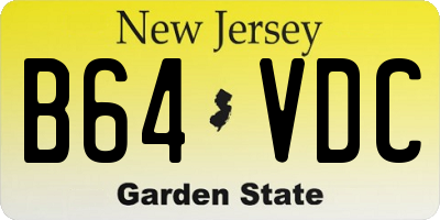 NJ license plate B64VDC