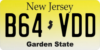 NJ license plate B64VDD