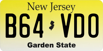 NJ license plate B64VDO