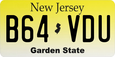 NJ license plate B64VDU