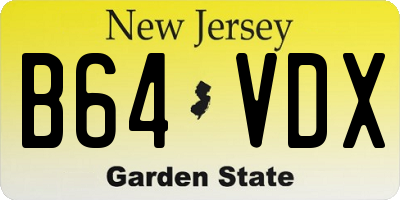 NJ license plate B64VDX