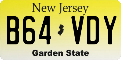NJ license plate B64VDY
