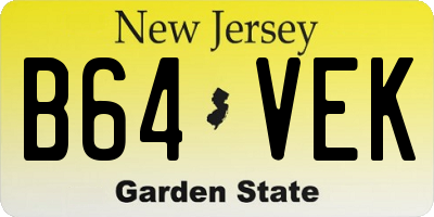 NJ license plate B64VEK