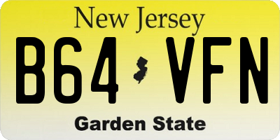 NJ license plate B64VFN