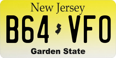 NJ license plate B64VFO