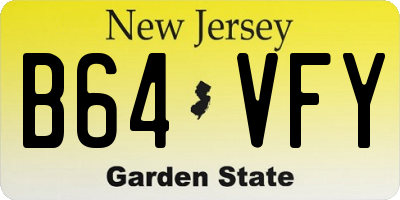 NJ license plate B64VFY