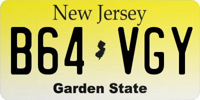 NJ license plate B64VGY