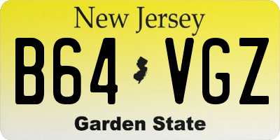 NJ license plate B64VGZ