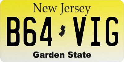 NJ license plate B64VIG