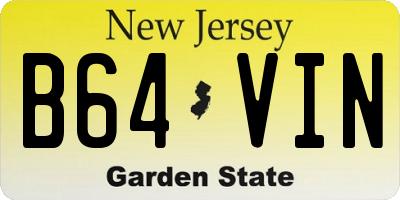 NJ license plate B64VIN