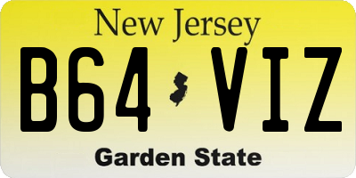 NJ license plate B64VIZ