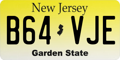 NJ license plate B64VJE