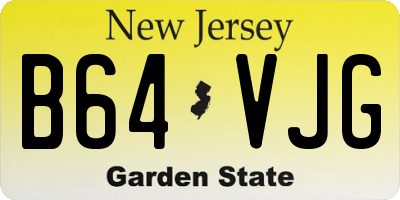 NJ license plate B64VJG