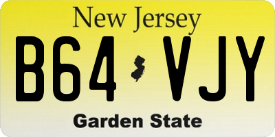 NJ license plate B64VJY