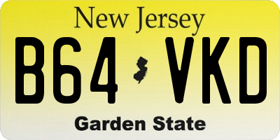 NJ license plate B64VKD