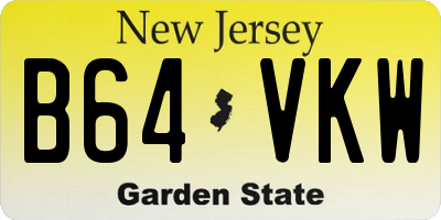 NJ license plate B64VKW