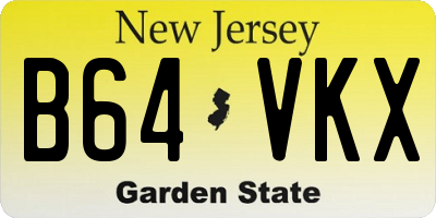 NJ license plate B64VKX