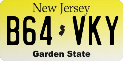 NJ license plate B64VKY
