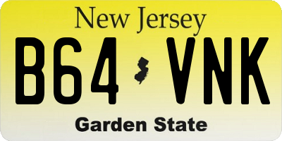 NJ license plate B64VNK