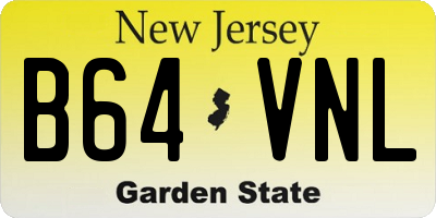 NJ license plate B64VNL