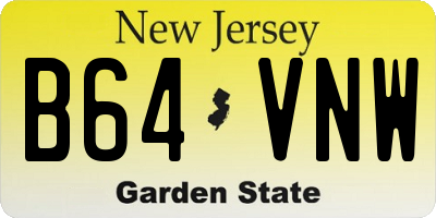 NJ license plate B64VNW
