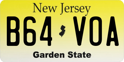 NJ license plate B64VOA