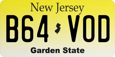NJ license plate B64VOD