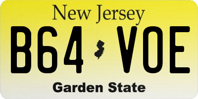 NJ license plate B64VOE