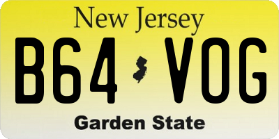 NJ license plate B64VOG