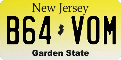 NJ license plate B64VOM