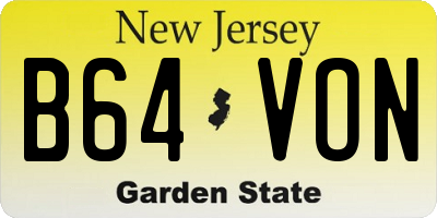 NJ license plate B64VON